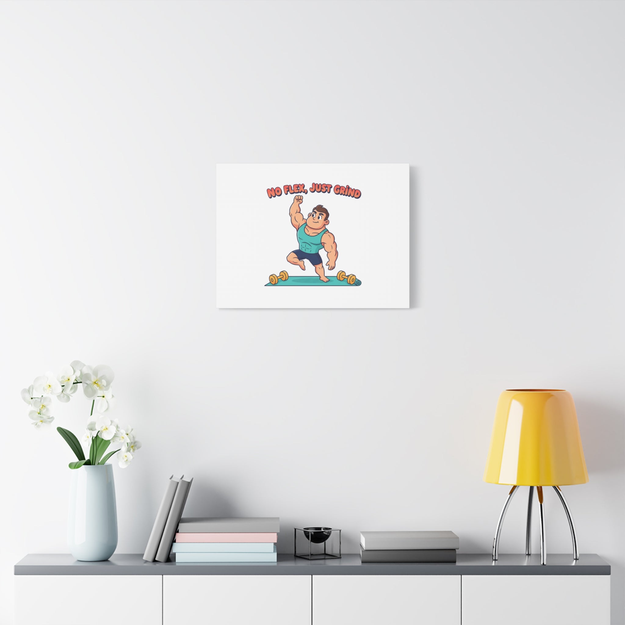 No Flex Just Grind canvas, Gymtimidation humor wall art | start small fitness décor