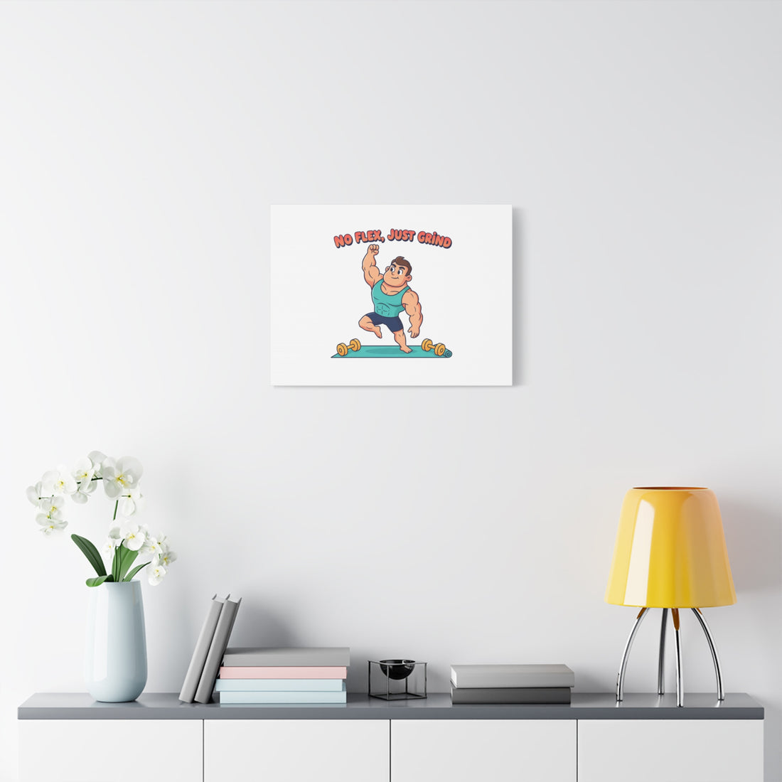 No Flex Just Grind canvas, Gymtimidation humor wall art | start small fitness décor