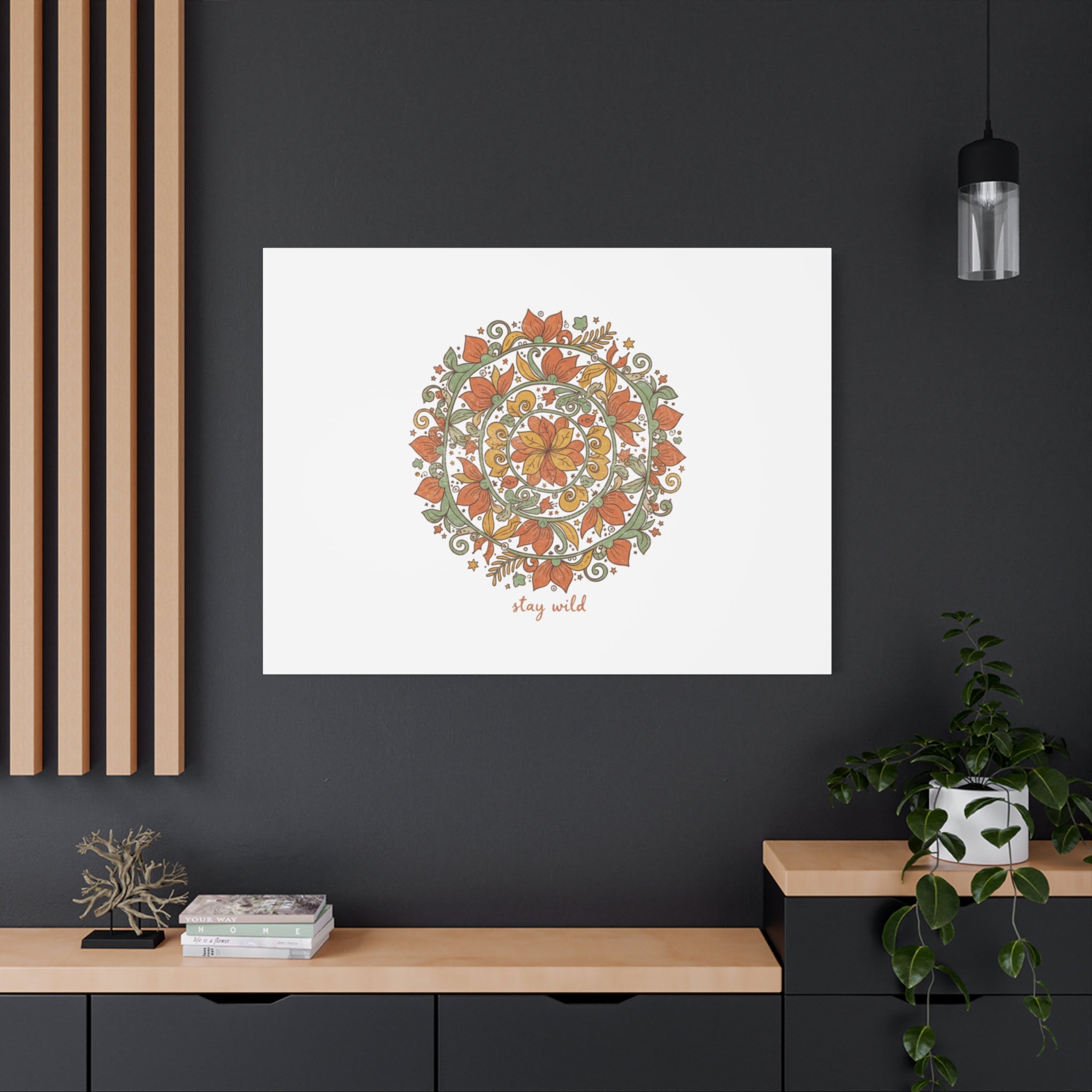 Stay Wild Mandala Canvas, Boho Paisley Wall Art | Artisanal Boho Print