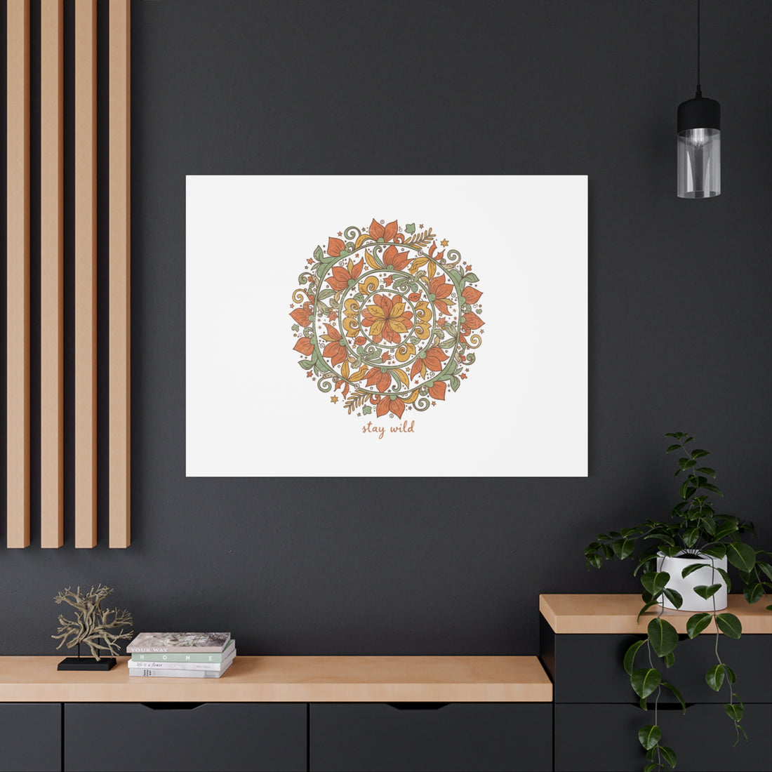 Stay Wild Mandala Canvas, Boho Paisley Wall Art | Artisanal Boho Print