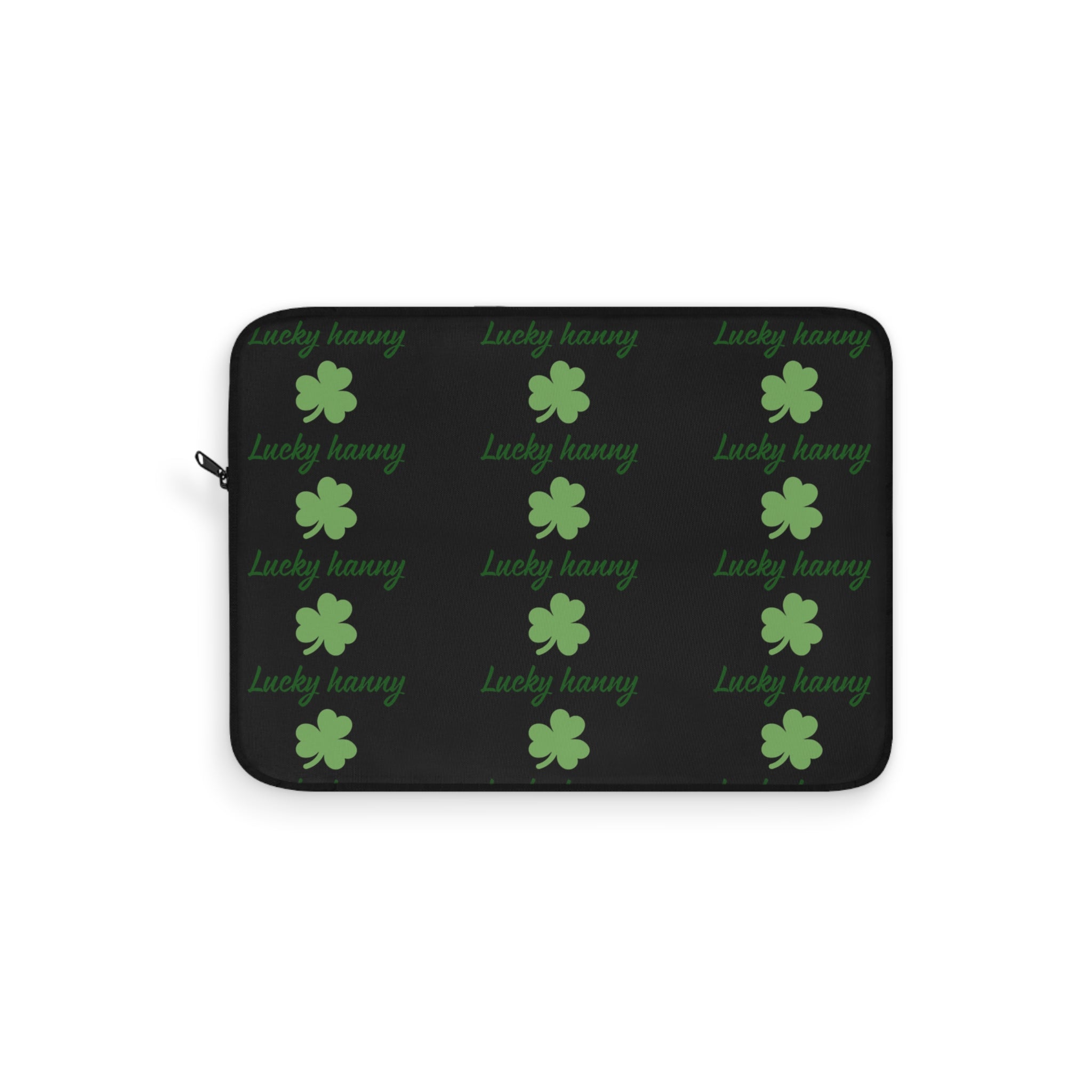 Lucky Hanny Clovers Laptop Sleeve | St. Patrick's Day Gift | Trendy Tech Case | Lucky Charm Sleeve | Green Shamrock Design - Goat Corp