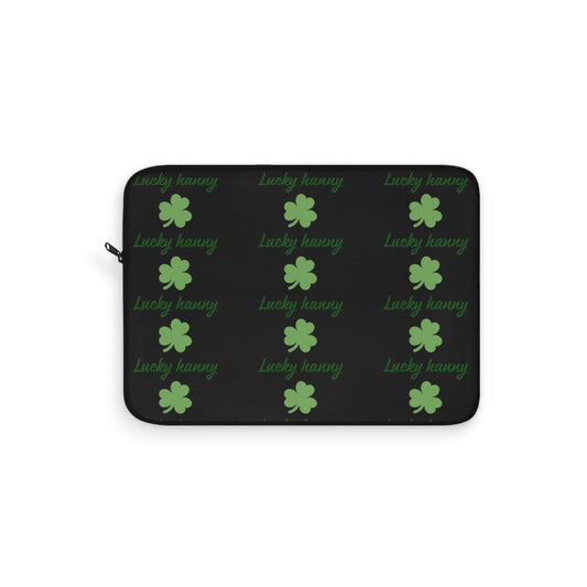 Lucky Hanny Clovers Laptop Sleeve | St. Patrick's Day Gift | Trendy Tech Case | Lucky Charm Sleeve | Green Shamrock Design