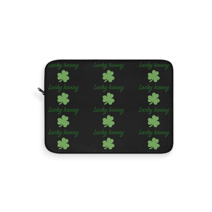 Lucky Hanny Clovers Laptop Sleeve | St. Patrick's Day Gift | Trendy Tech Case | Lucky Charm Sleeve | Green Shamrock Design - Goat Corp