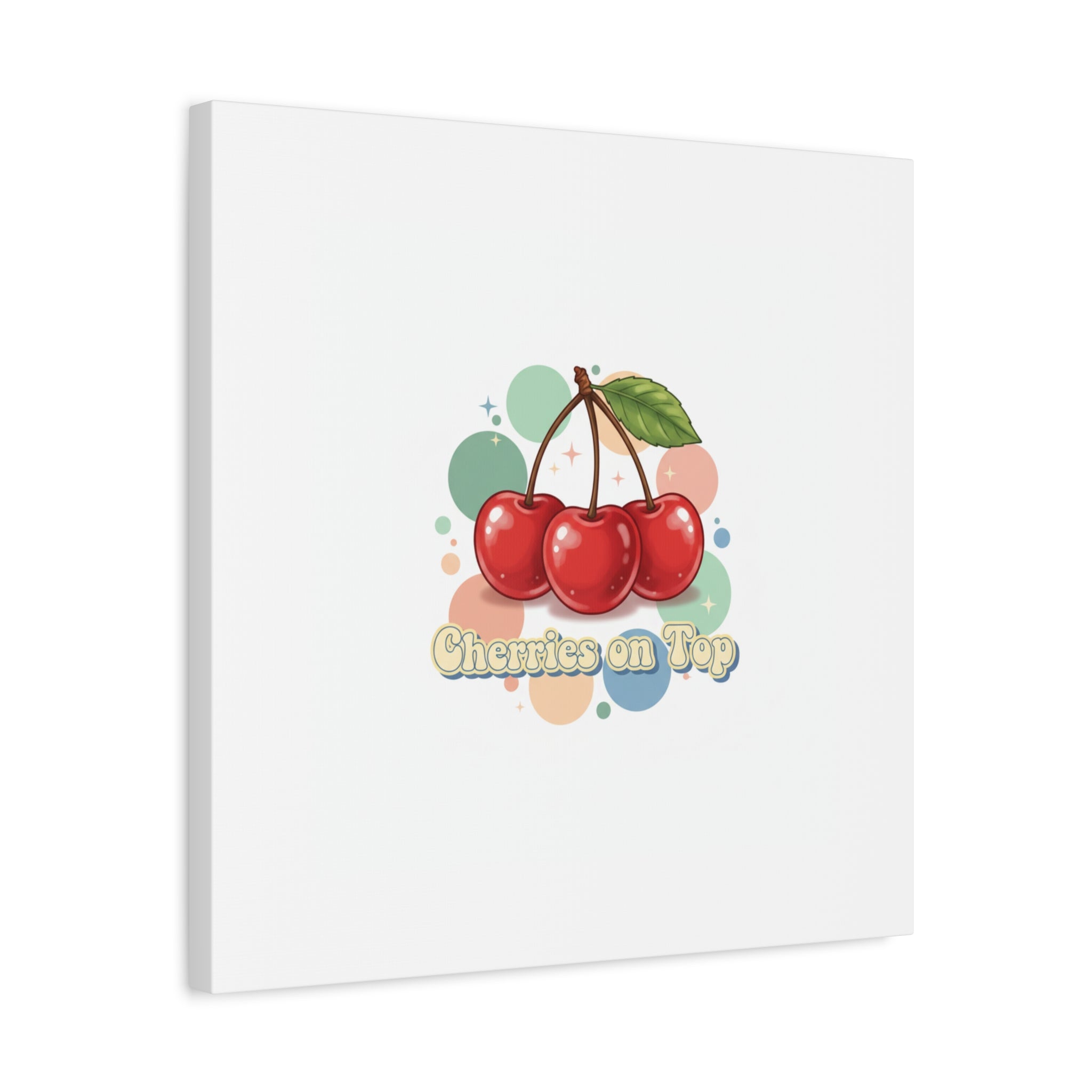 Cherries on Top Canvas | Retro Kawaii Fruit Wall Art