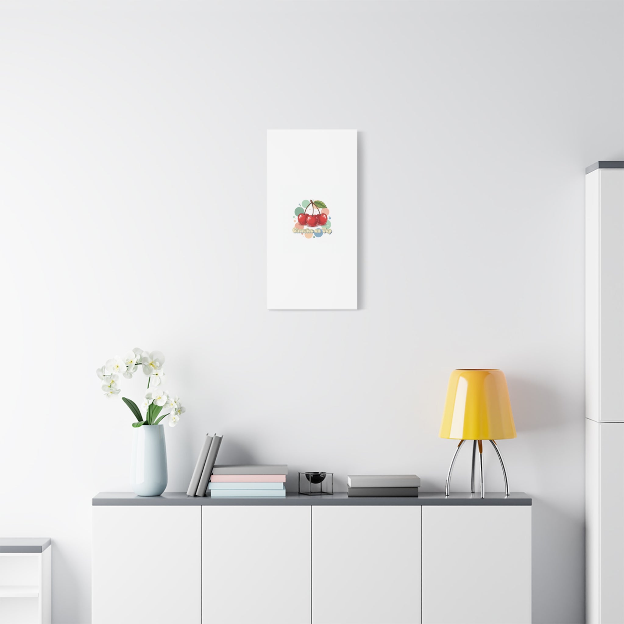 Cherries on Top Canvas | Retro Kawaii Fruit Wall Art