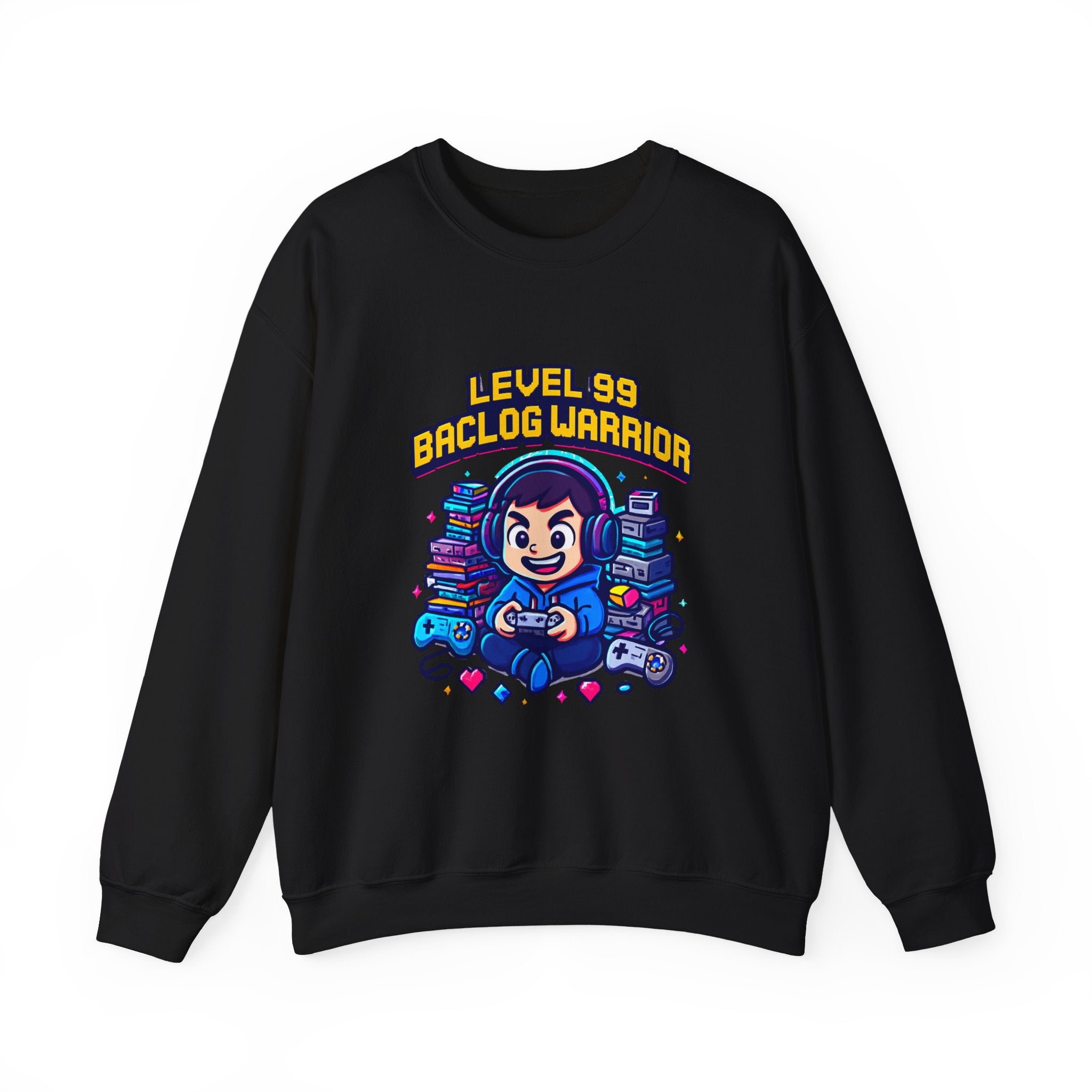 Level 99 Backlog Warrior Crewneck Sweatshirt – Gamer Retro Console Graphic