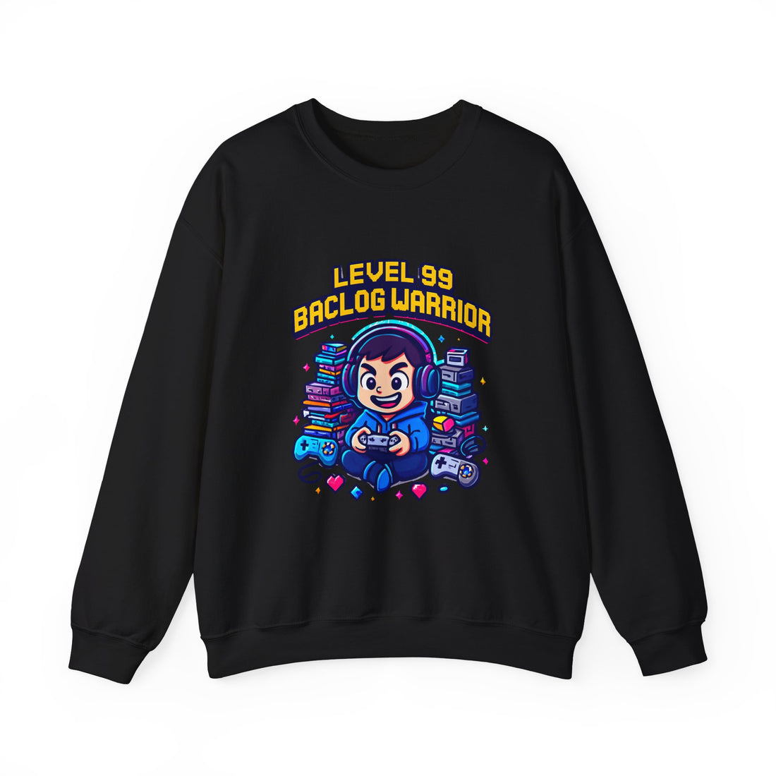 Level 99 Backlog Warrior Crewneck Sweatshirt – Gamer Retro Console Graphic