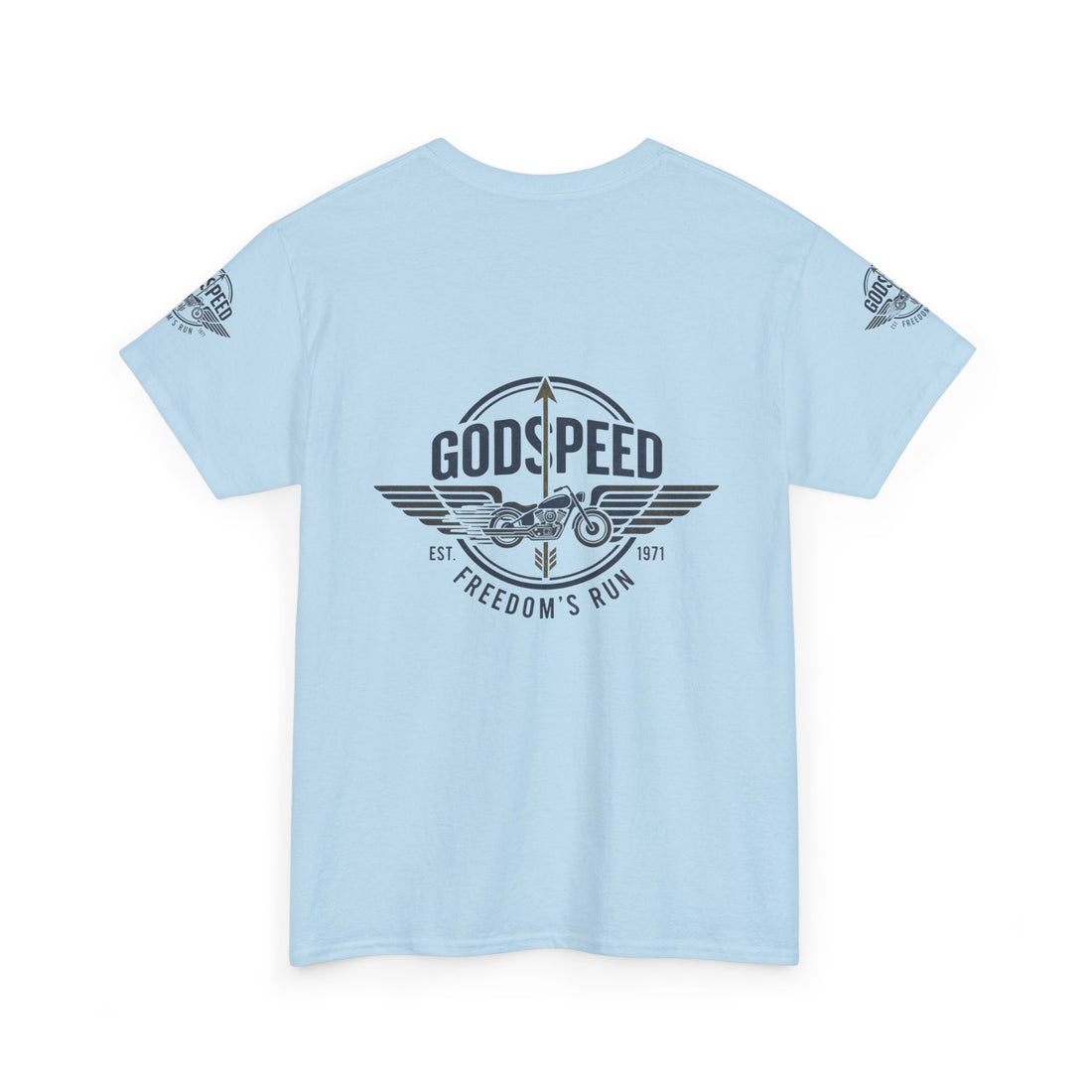 Godspeed Freedom Run Unisex Heavy Cotton Tee, Classic Graphic T-Shirt, Casual Wear, Gift for Runners, Vintage Style Apparel - Goat Corp