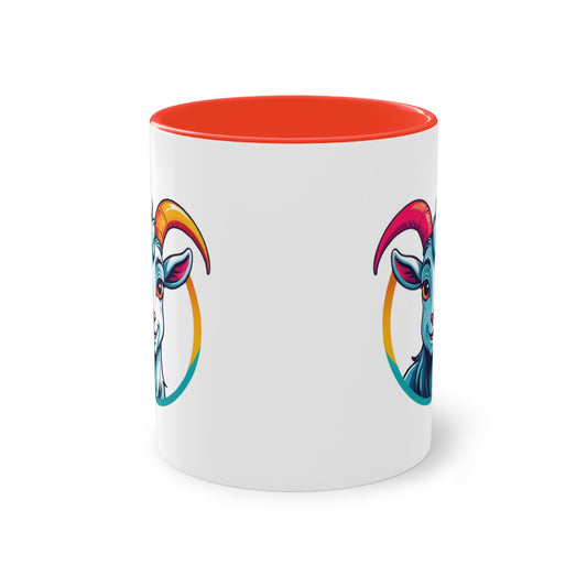 Colorful Goat Graphic Coffee Mug, Unique Drinkware for Animal Lovers, Fun Gift for Birthdays, Housewarming, or Pet Lovers