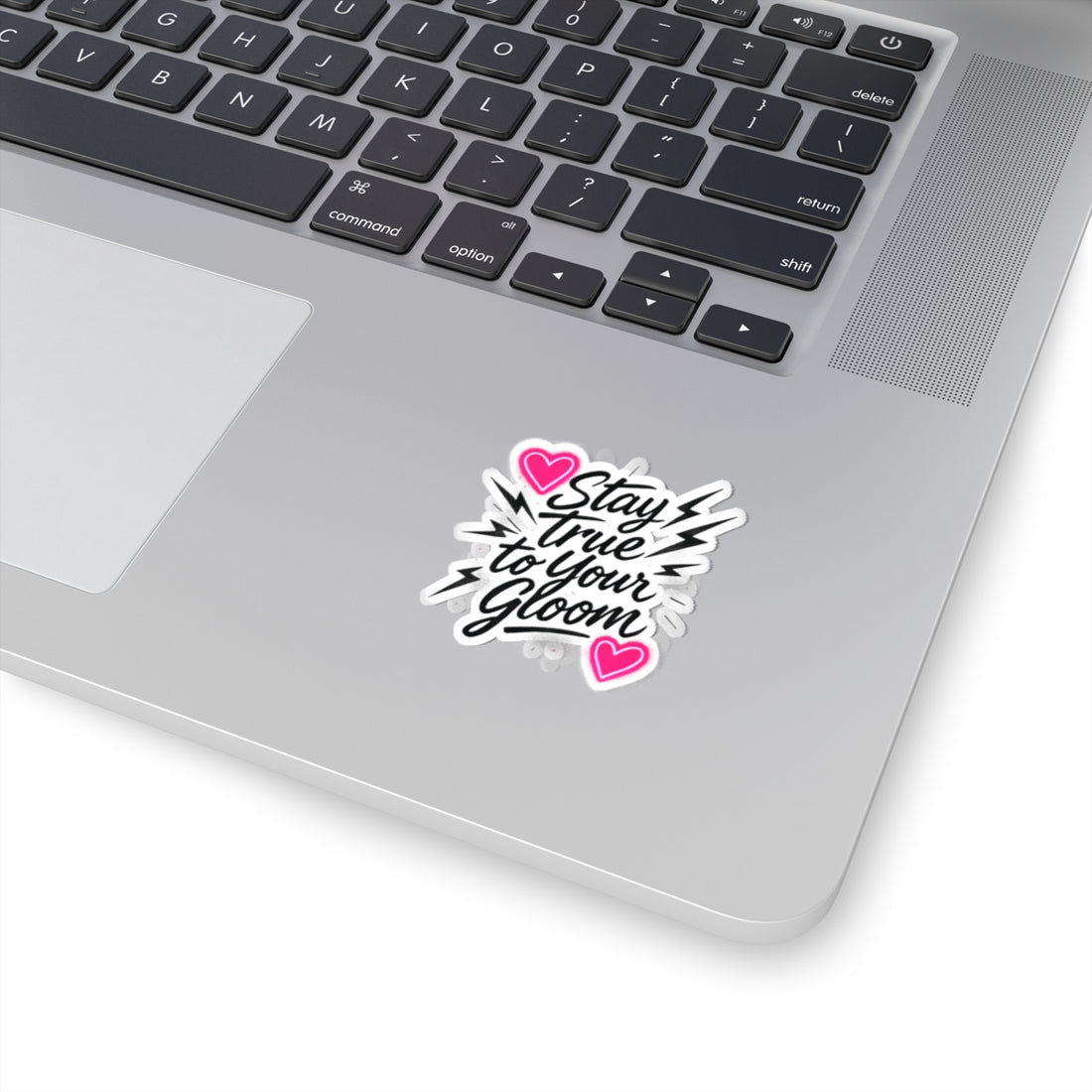 Stay True to Your Gloom Kiss-Cut Sticker — Pink Hearts & Lightning Decal