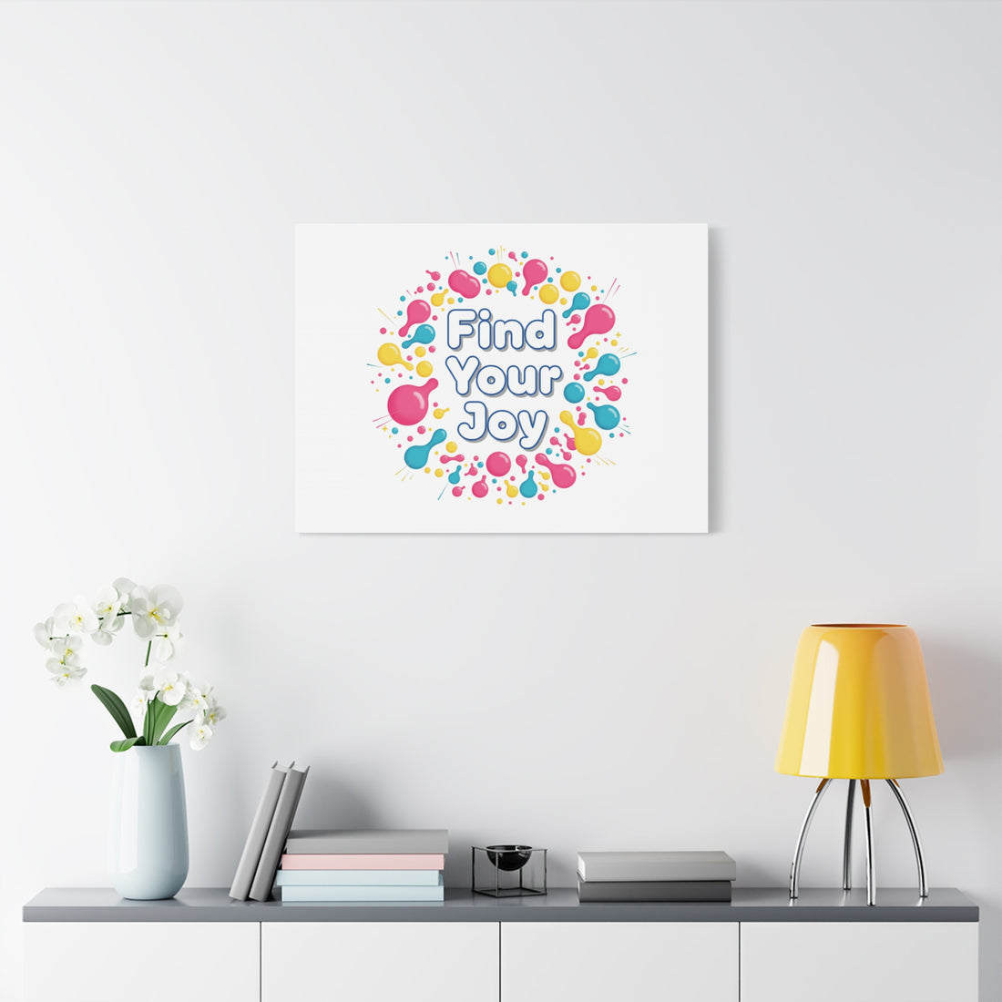 Find Your Joy Canvas | Dopamine Decor, Neon Gradient Squiggle Art