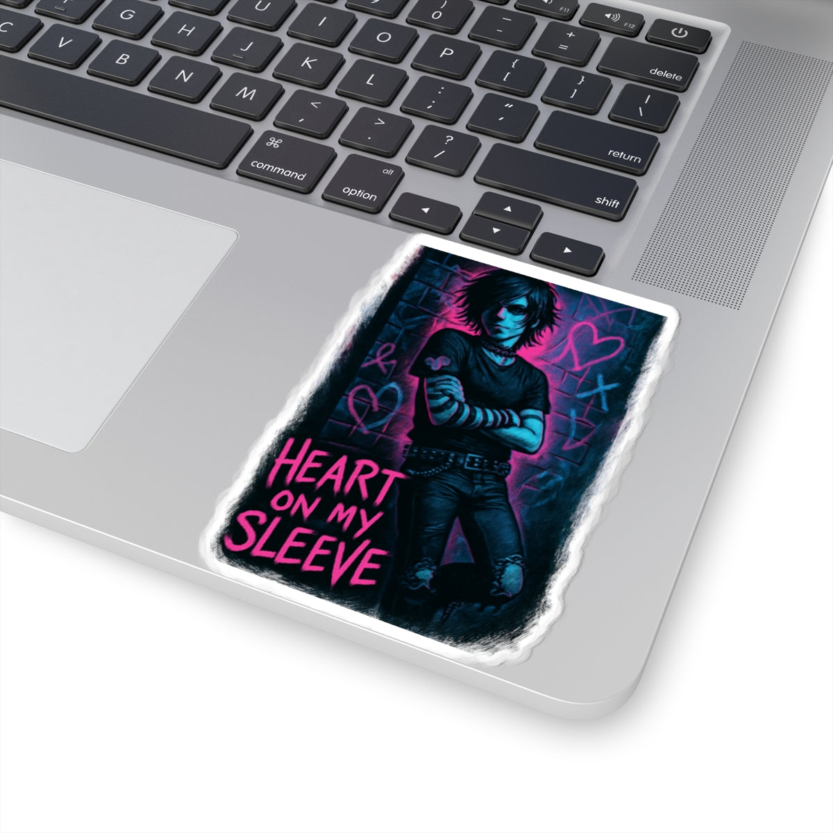 Heart On My Sleeve Sticker — Emo Goth Kiss-Cut Laptop Decal