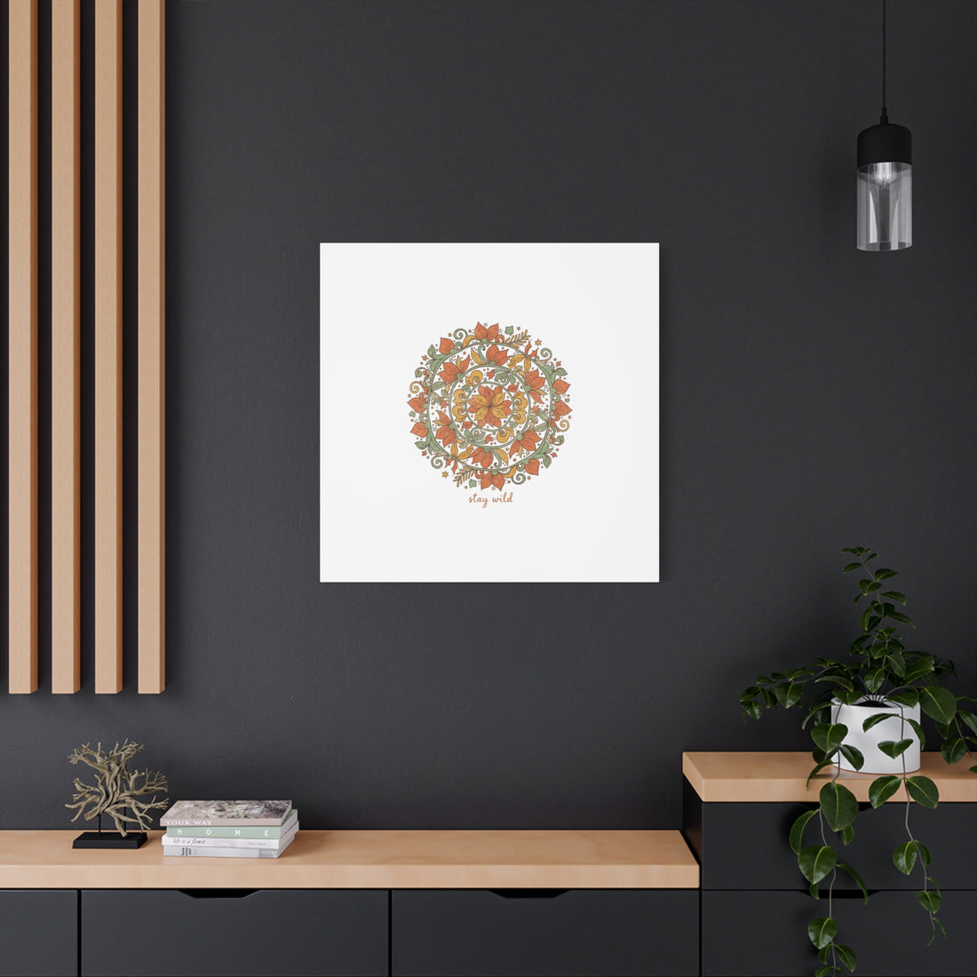 Stay Wild Mandala Canvas, Boho Paisley Wall Art | Artisanal Boho Print