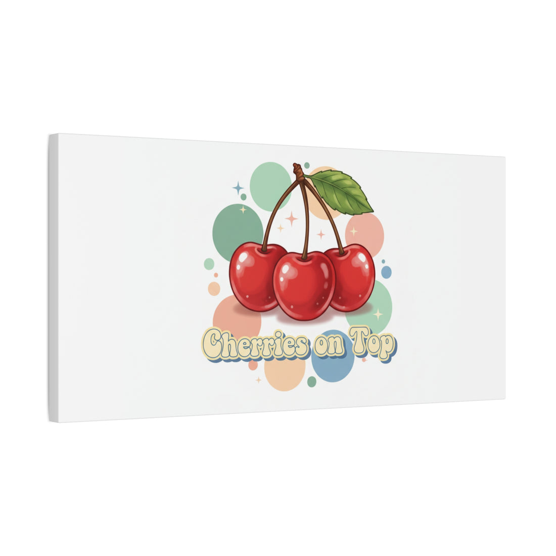 Cherries on Top Canvas | Retro Kawaii Fruit Wall Art