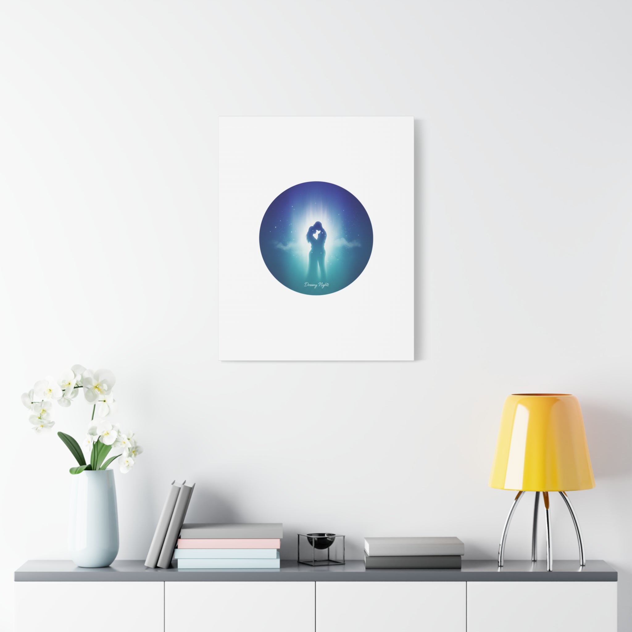 Dreamy Nightscape Canvas | Afterlight Atmospheric Print, Luminous Night Bloom