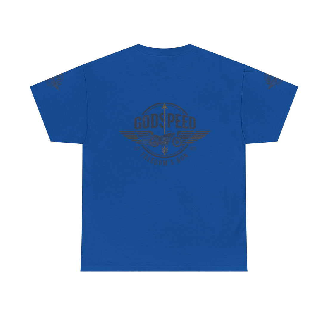 Godspeed Freedom Run Unisex Heavy Cotton Tee, Classic Graphic T-Shirt, Casual Wear, Gift for Runners, Vintage Style Apparel - Goat Corp
