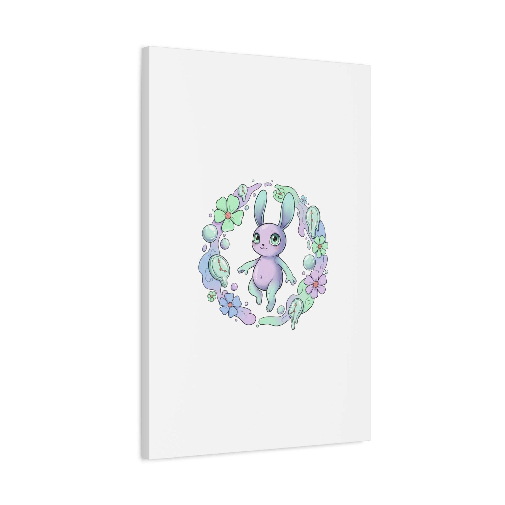 Micro-Surreal Bunny Wreath Canvas | Weirdcore Micro-Surrealism Art