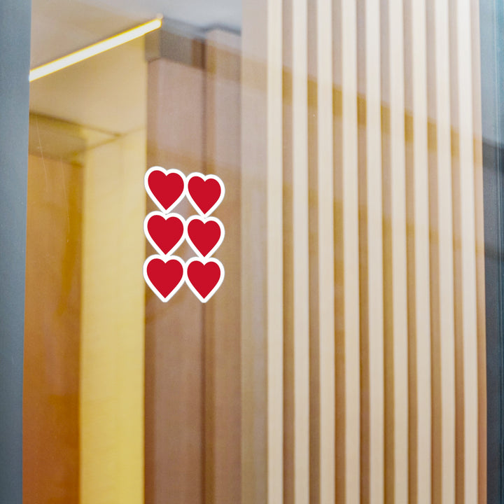 Red Heart Kiss-Cut Vinyl Sticker Sheet — Valentine Love Decals (6-Pack)