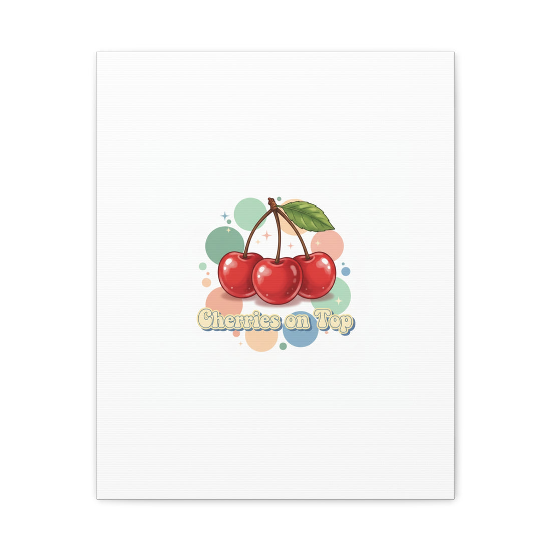 Cherries on Top Canvas | Retro Kawaii Fruit Wall Art