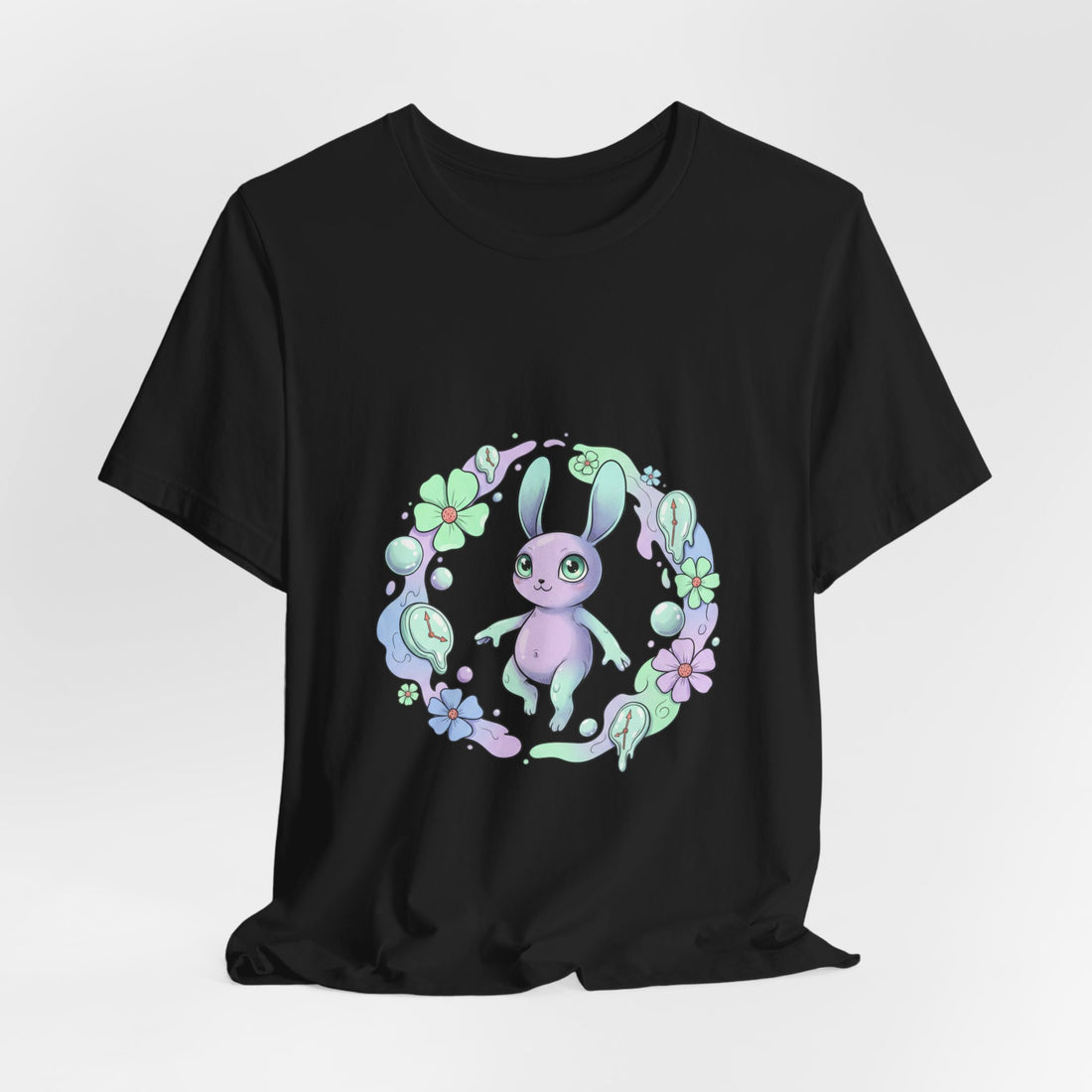 Pastel Bunny Wreath Tee | micro-surrealism, weirdcore graphic