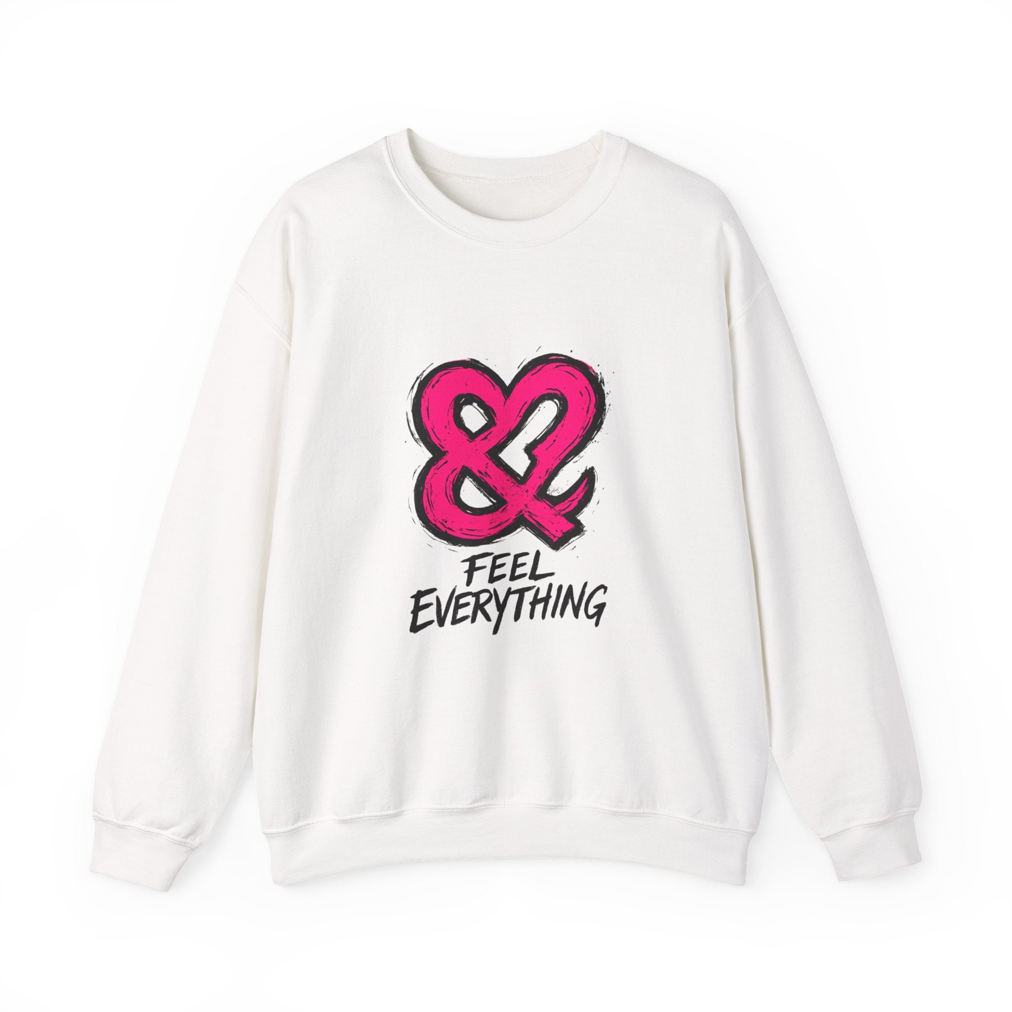 Crewneck Sweatshirt - Pink Ampersand "Feel Everything" Graphic