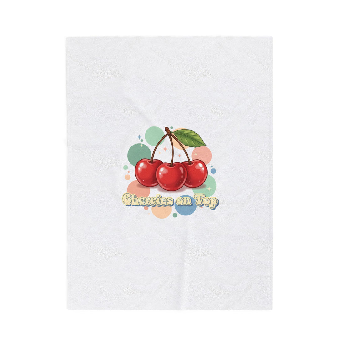 Cherry Cluster Plush Blanket | Retro Kawaii Fruit Motif