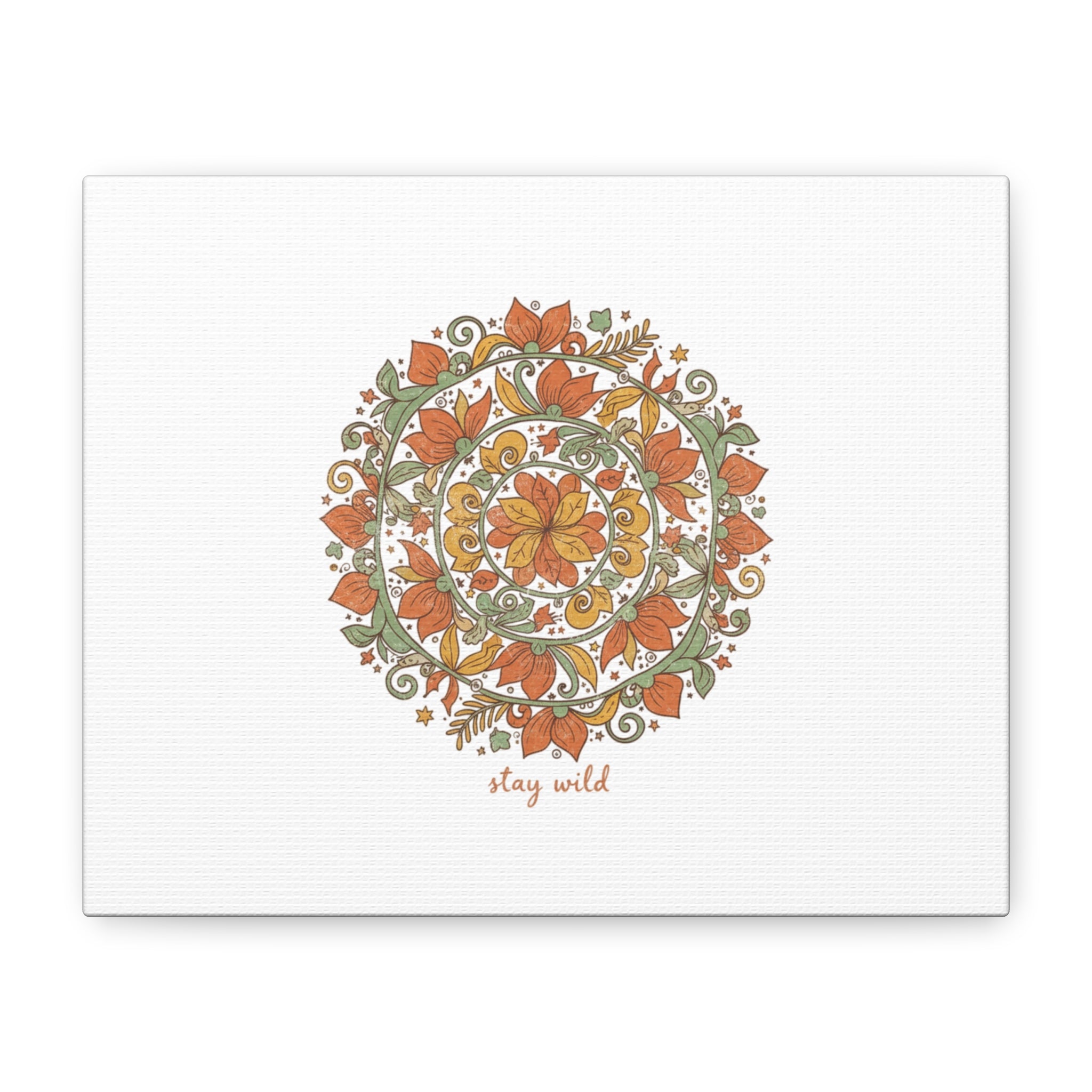 Stay Wild Mandala Canvas, Boho Paisley Wall Art | Artisanal Boho Print