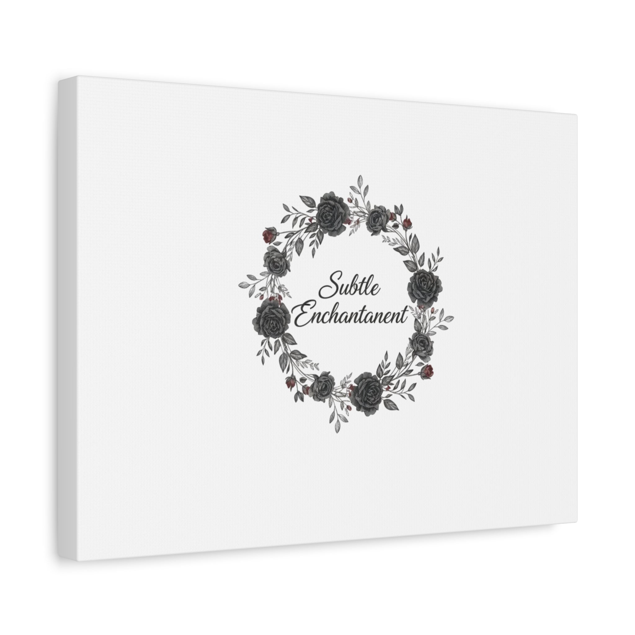 Moon Rose Wreath Canvas, Romantic Gothic Lite, Soft Goth Floral Wall Art