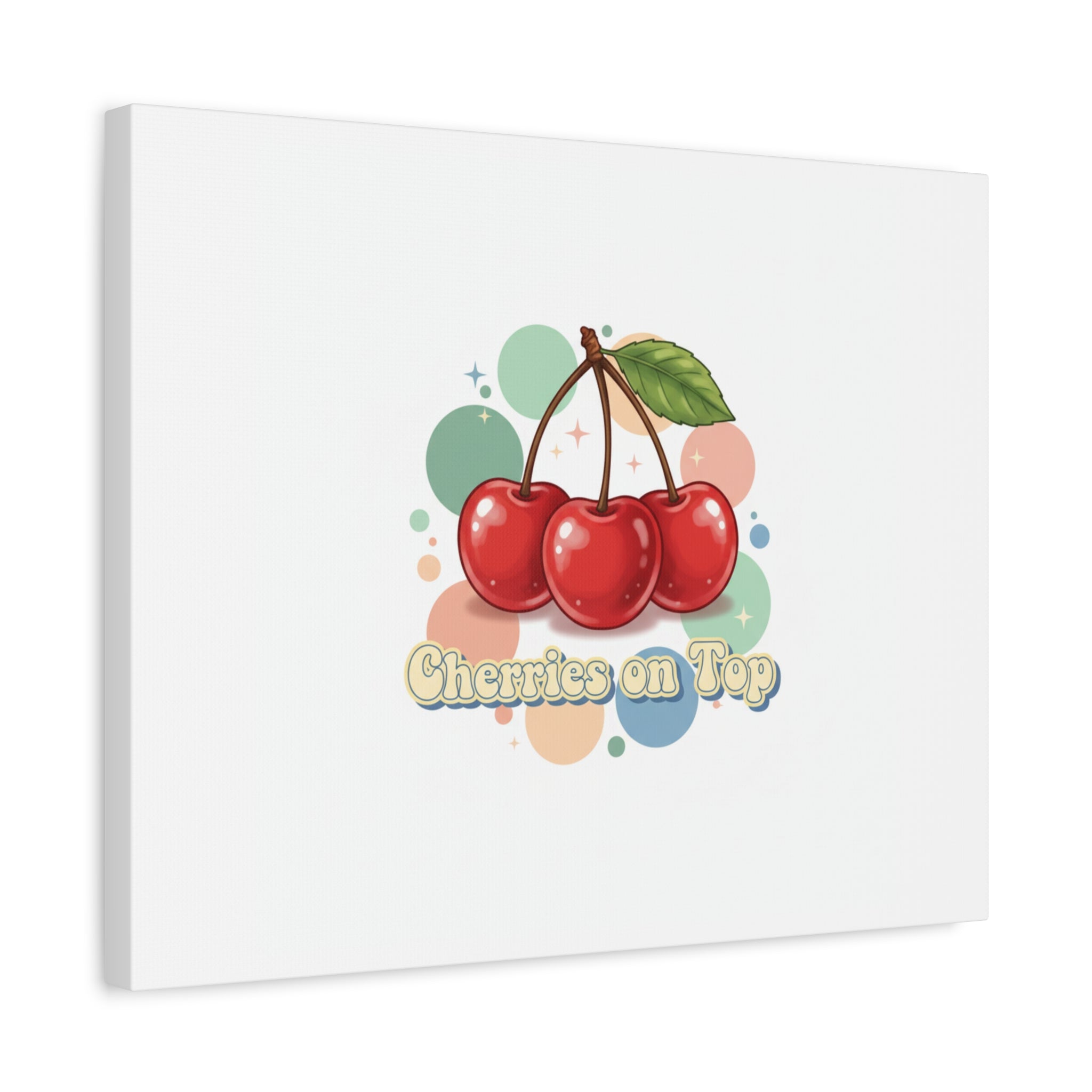 Cherries on Top Canvas | Retro Kawaii Fruit Wall Art