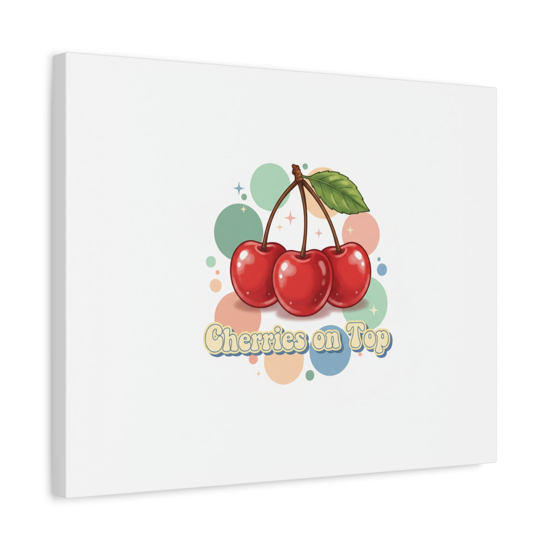 Cherries on Top Canvas | Retro Kawaii Fruit Wall Art