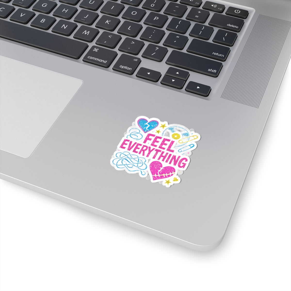 Feel Everything Kiss-Cut Sticker — Emotional Heart & Retro Icons Vinyl Decal