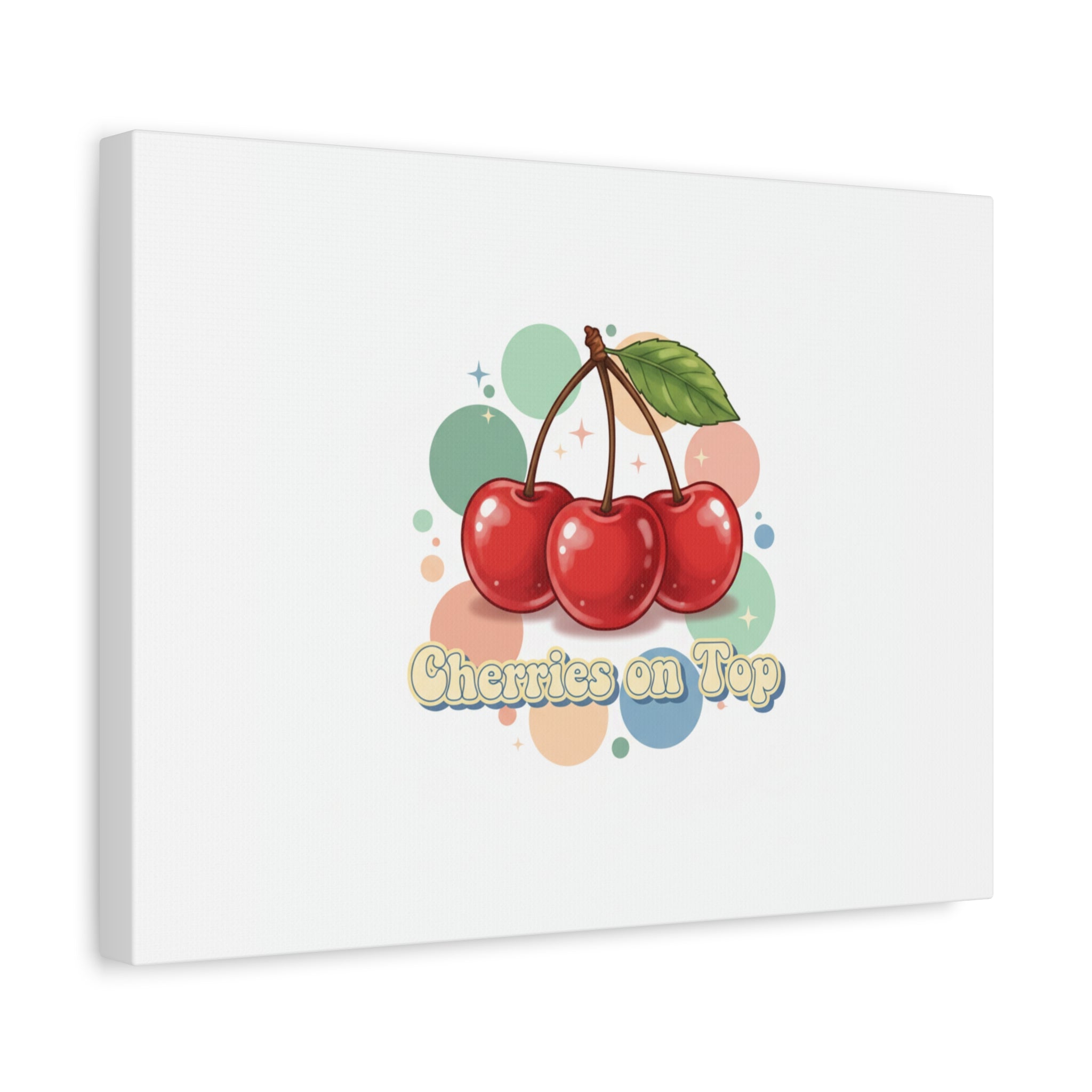 Cherries on Top Canvas | Retro Kawaii Fruit Wall Art