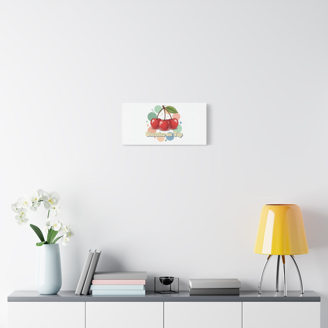 Cherries on Top Canvas | Retro Kawaii Fruit Wall Art