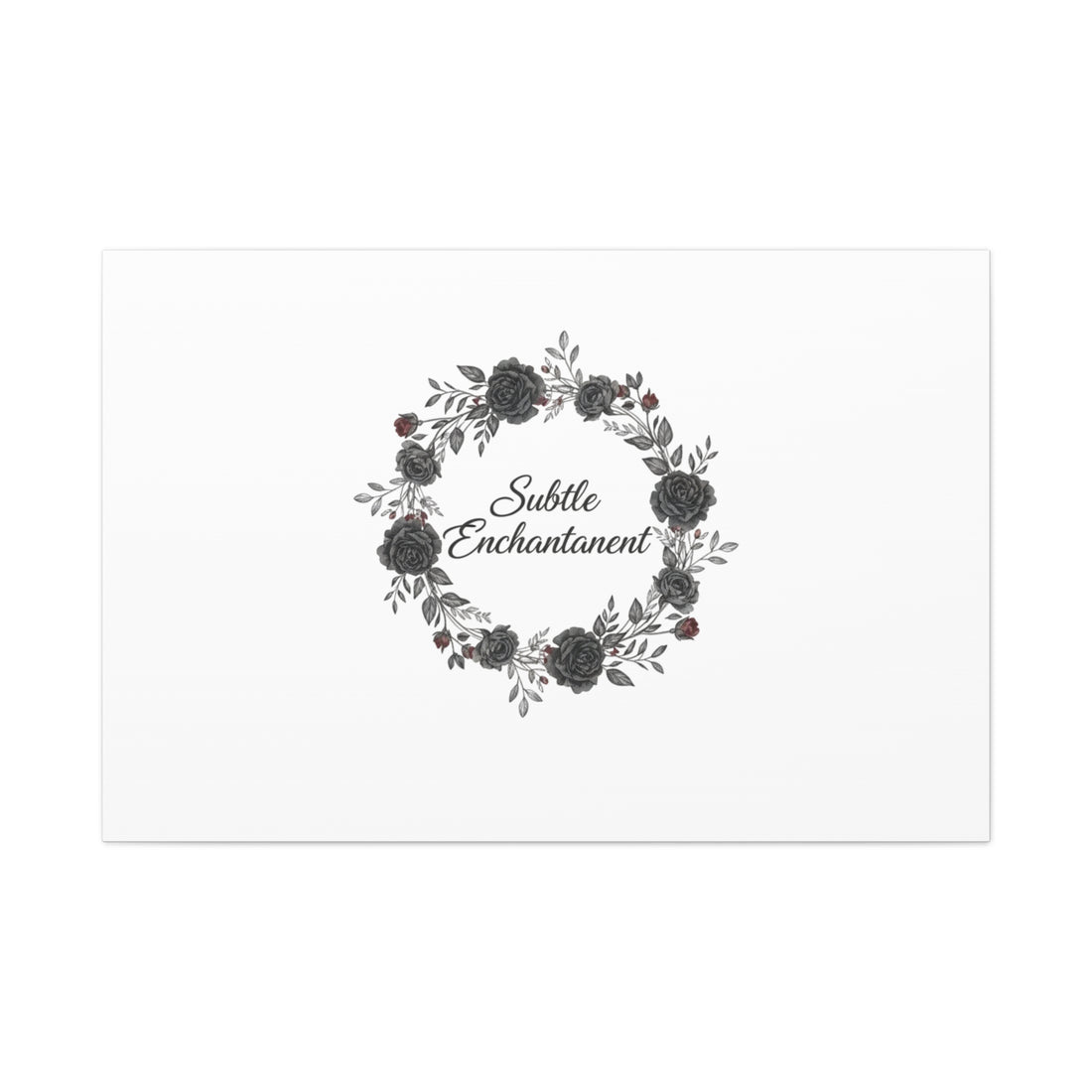 Moon Rose Wreath Canvas, Romantic Gothic Lite, Soft Goth Floral Wall Art