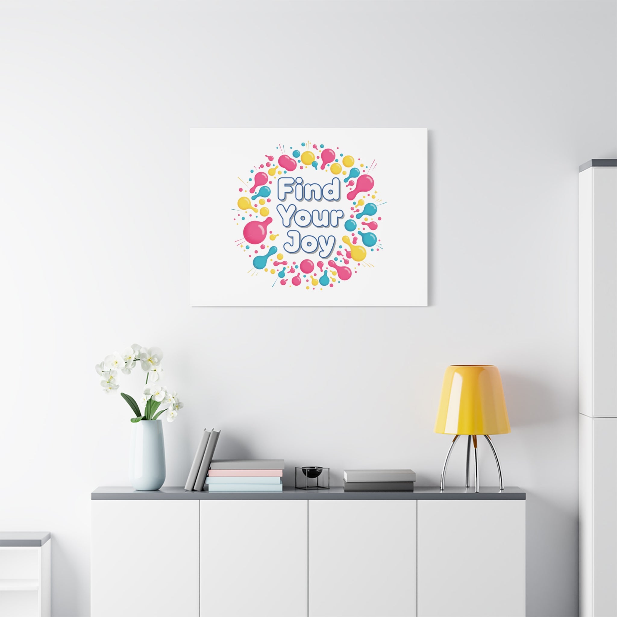 Find Your Joy Canvas | Dopamine Decor, Neon Gradient Squiggle Art