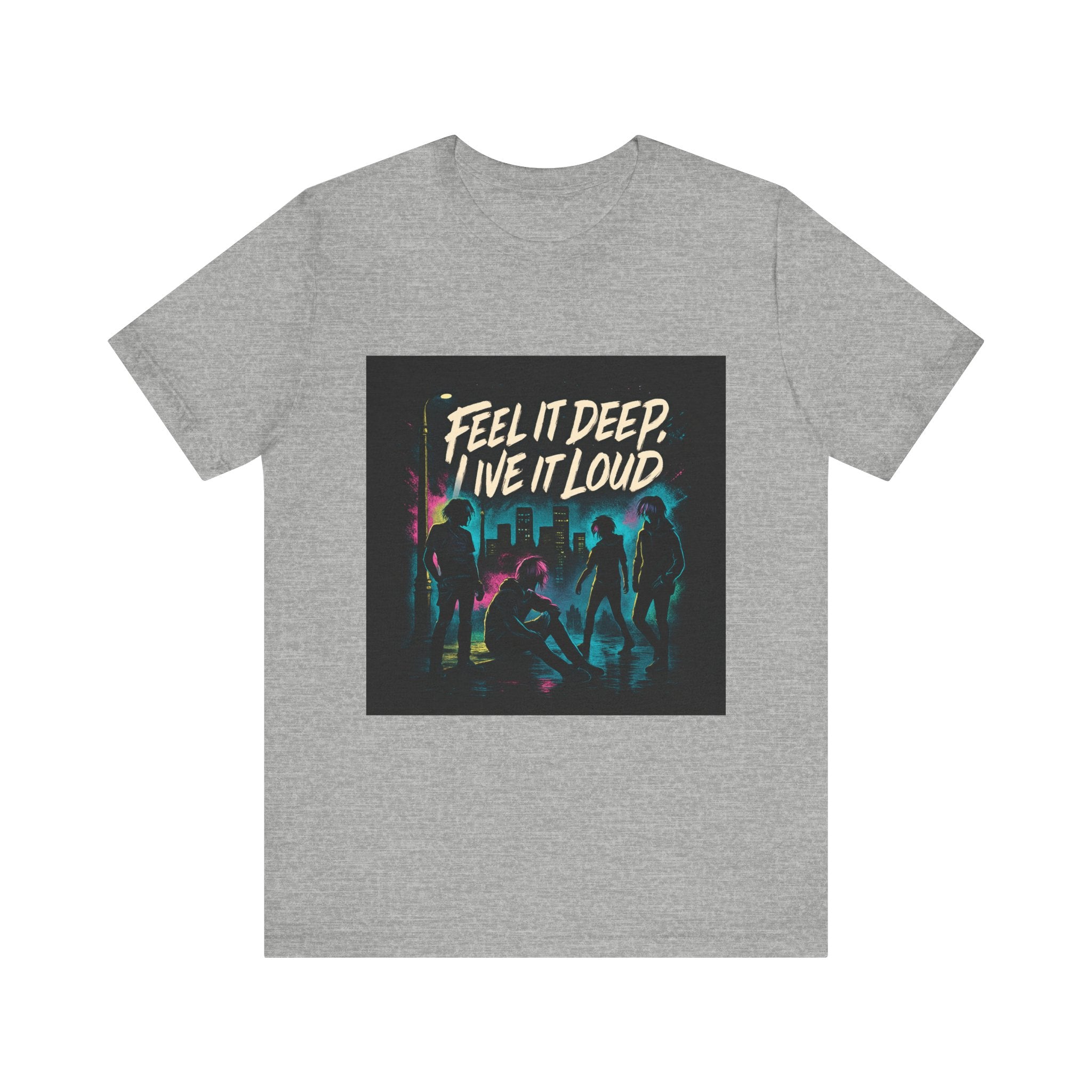 Feel It Deep, Live It Loud Tee — Retro Neon Music Festival T-Shirt
