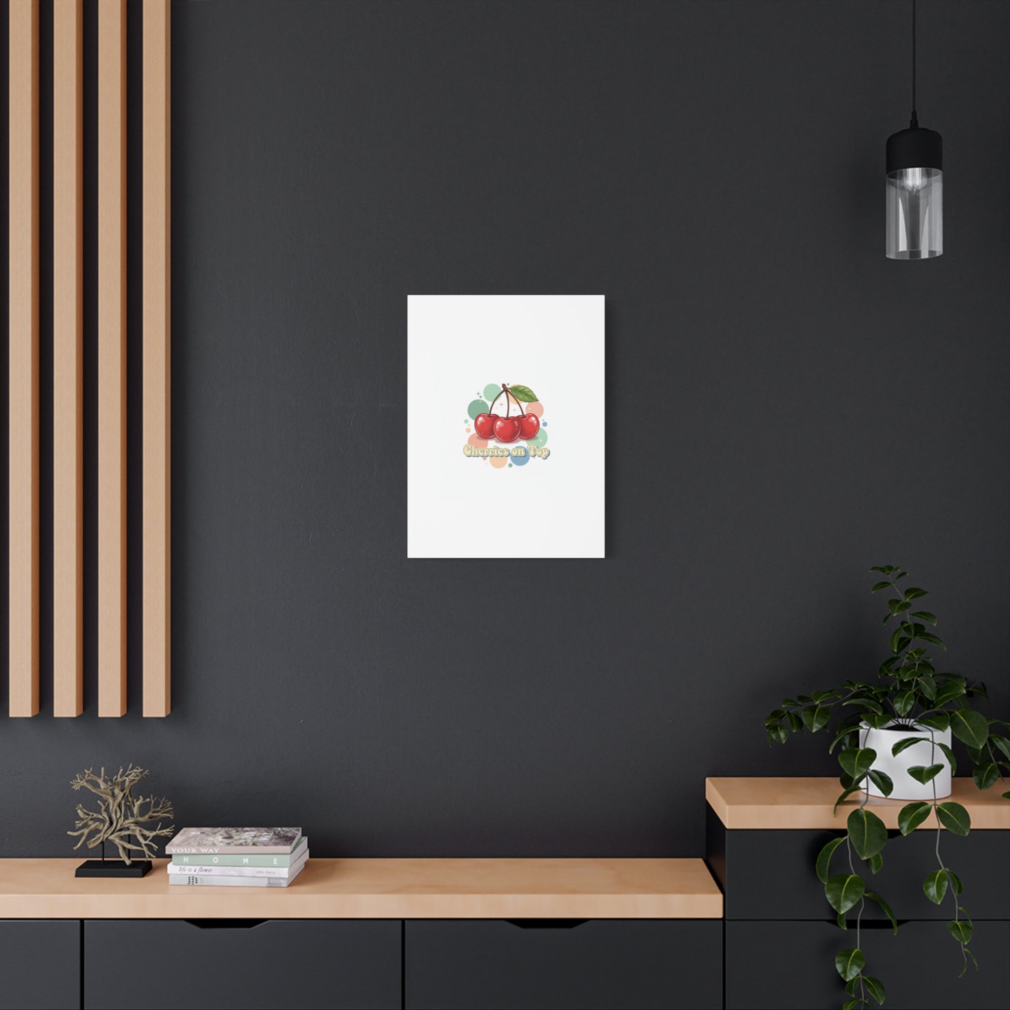 Cherries on Top Canvas | Retro Kawaii Fruit Wall Art
