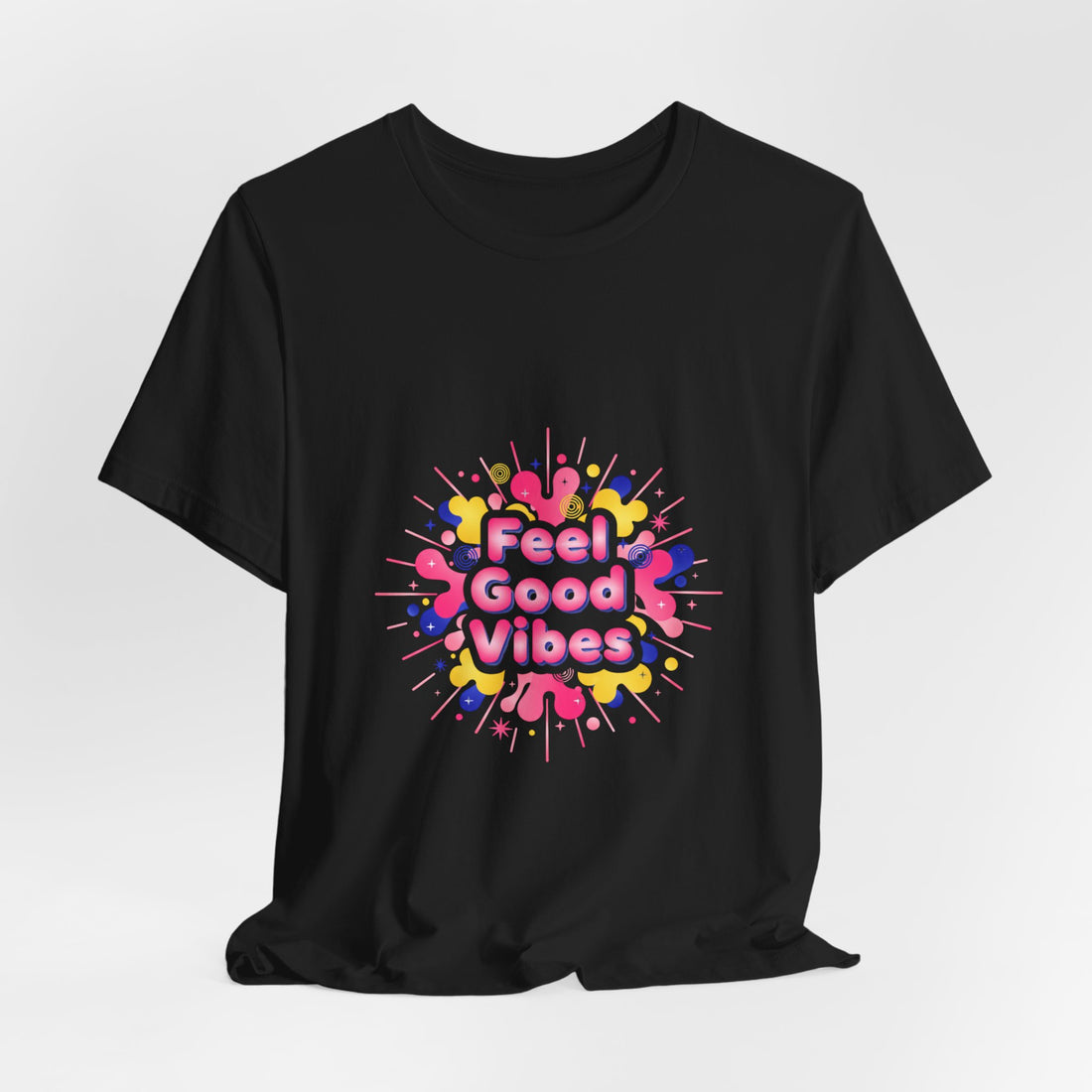 Feel Good Vibes tee | Dopamine Decor neon gradient squiggle art