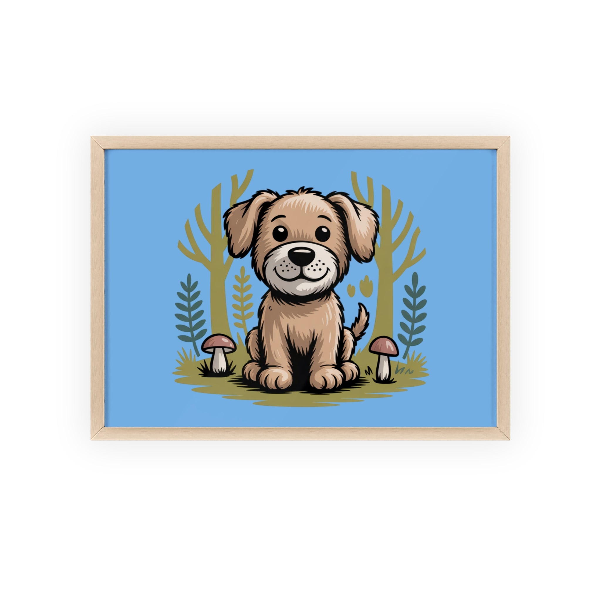 Cute Puppy Poster with Wooden Frame — Nursery Wall Art