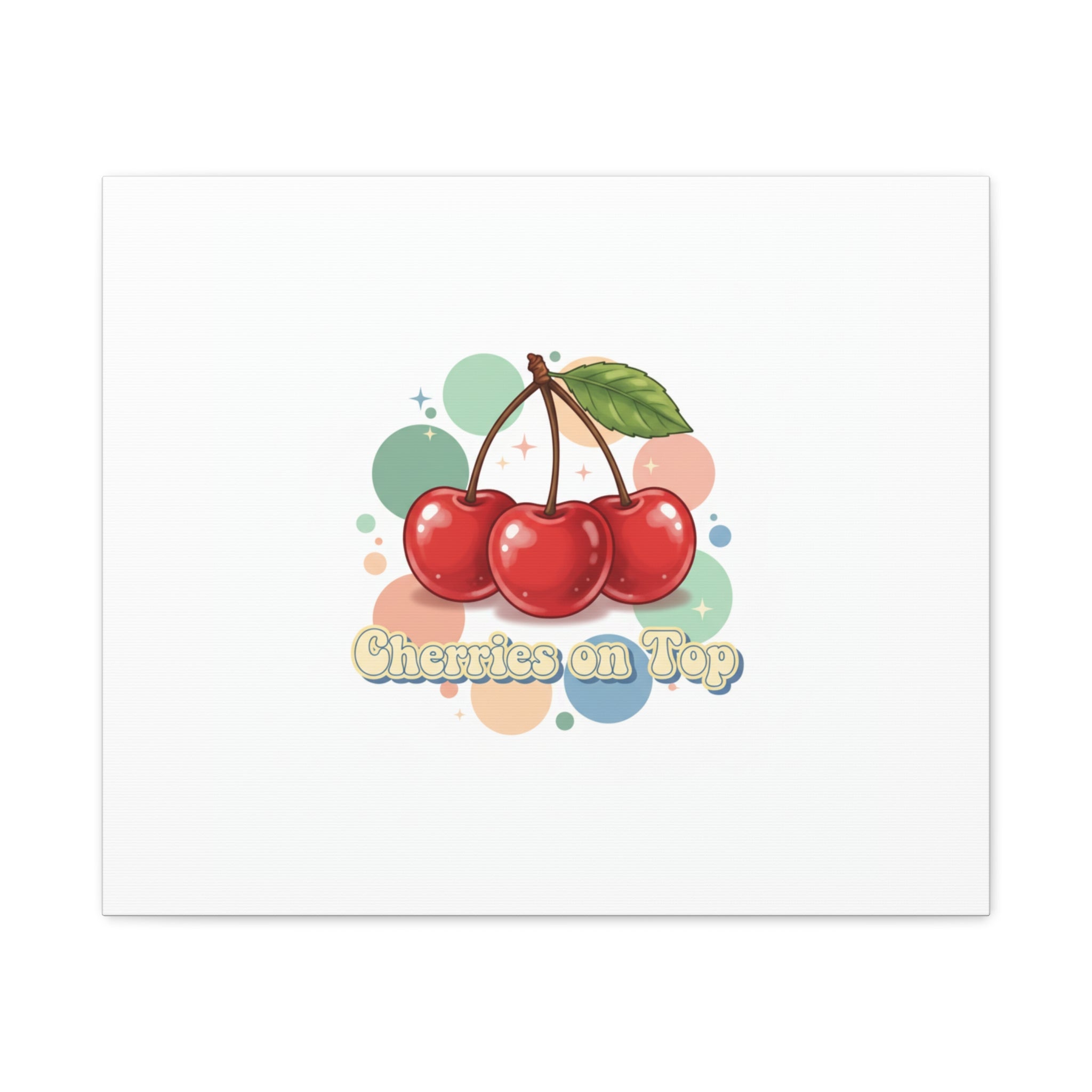 Cherries on Top Canvas | Retro Kawaii Fruit Wall Art