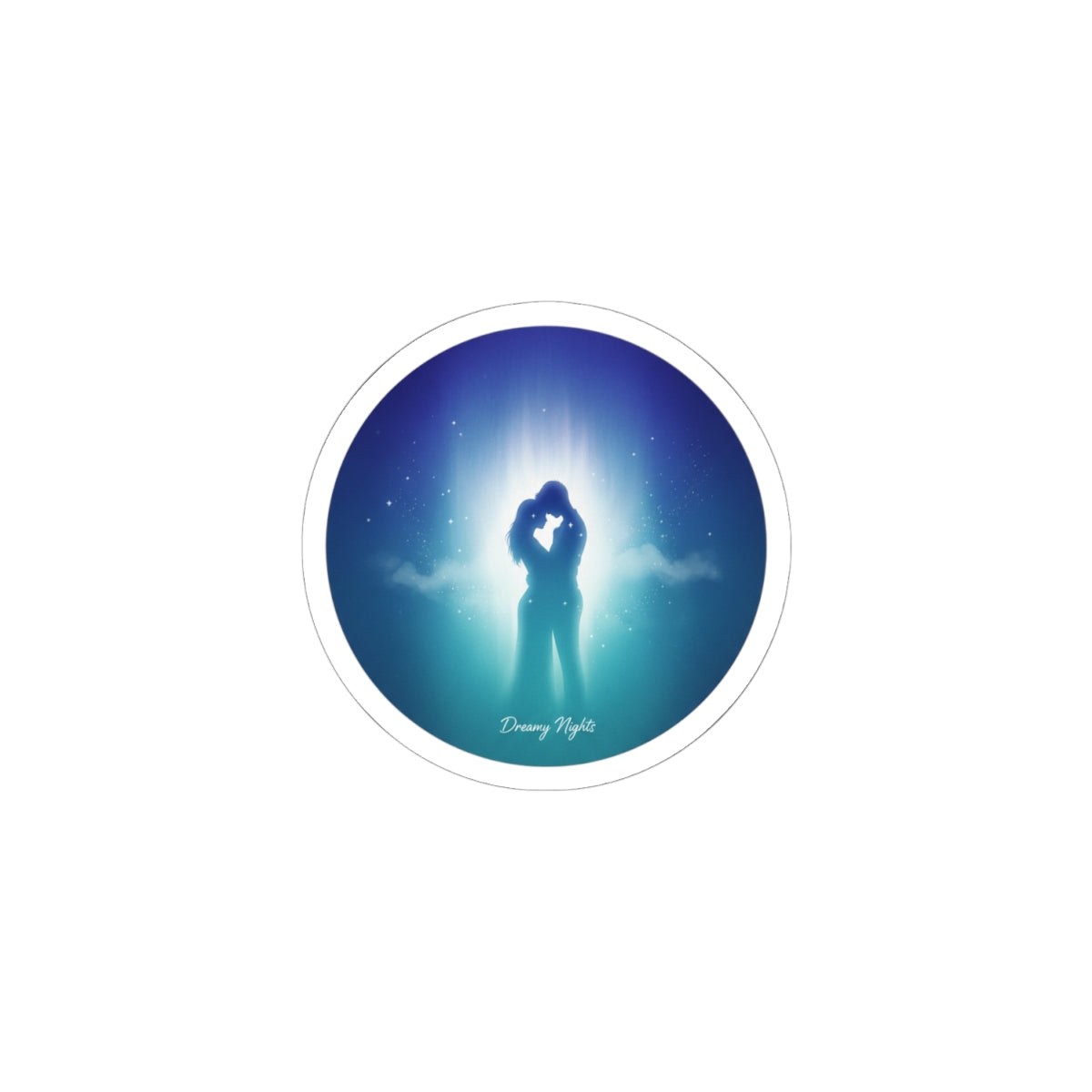 Dreamy Night Embrace Sticker | Afterlight Aesthetic, Luminous Nightscape
