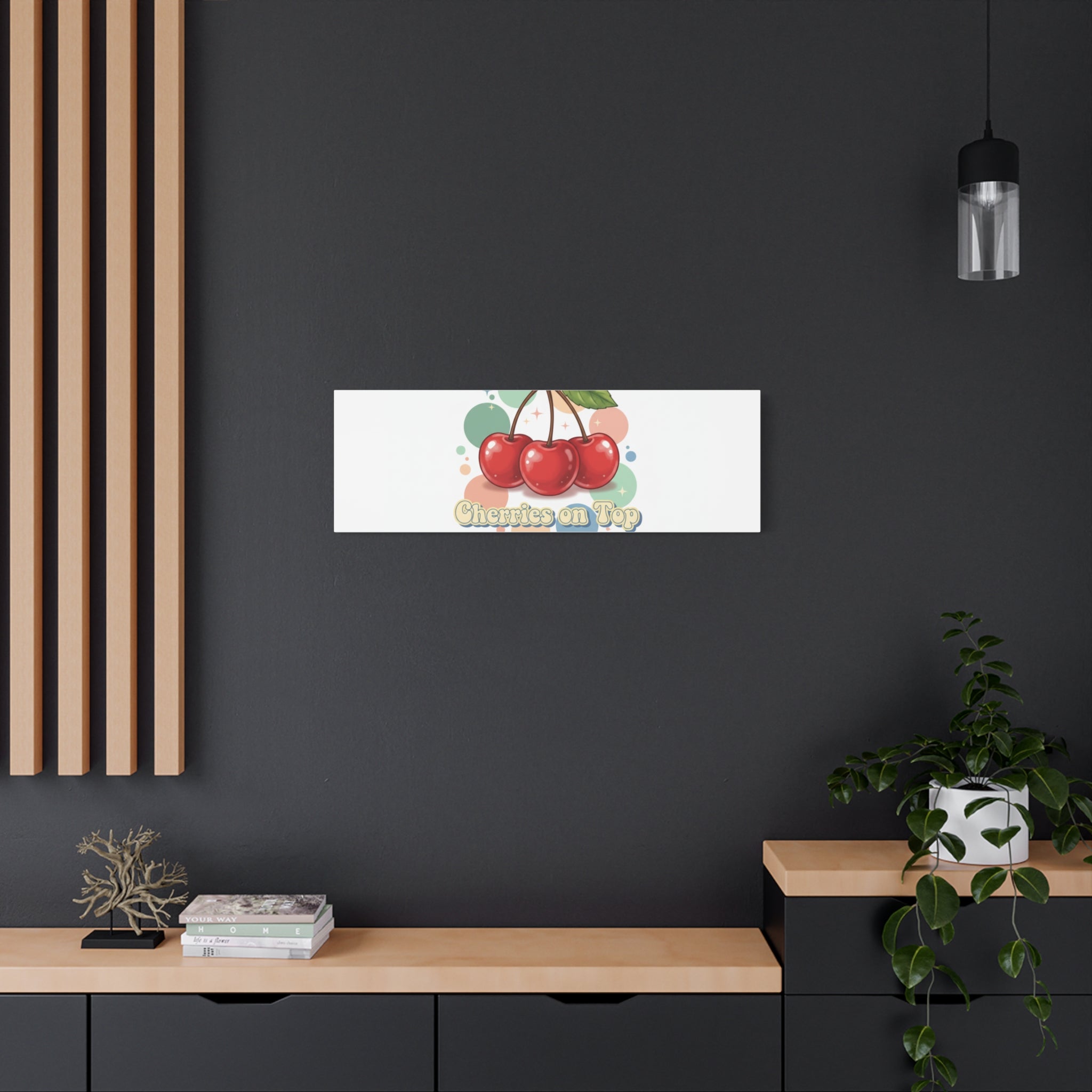 Cherries on Top Canvas | Retro Kawaii Fruit Wall Art