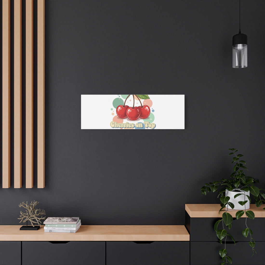 Cherries on Top Canvas | Retro Kawaii Fruit Wall Art