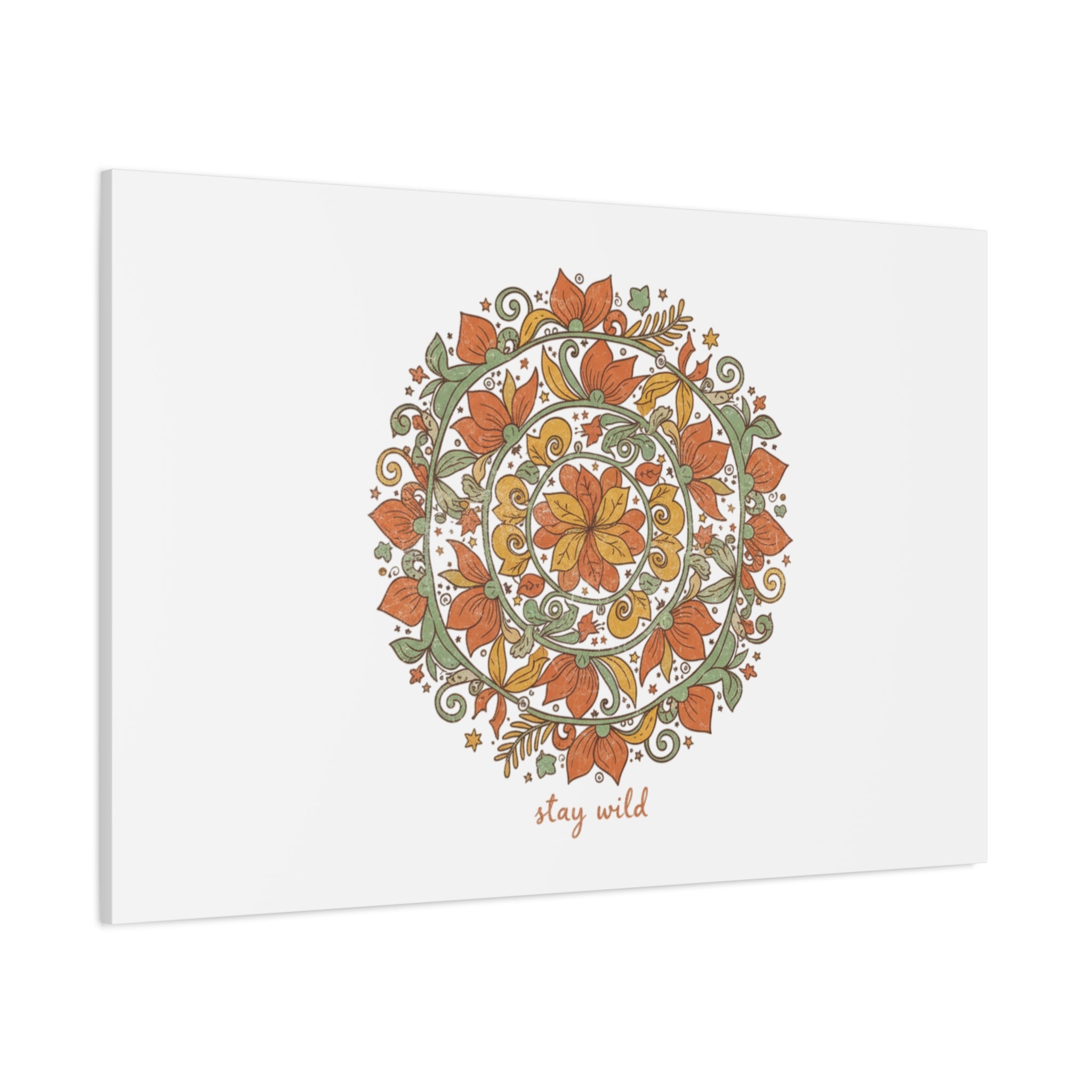 Stay Wild Mandala Canvas, Boho Paisley Wall Art | Artisanal Boho Print