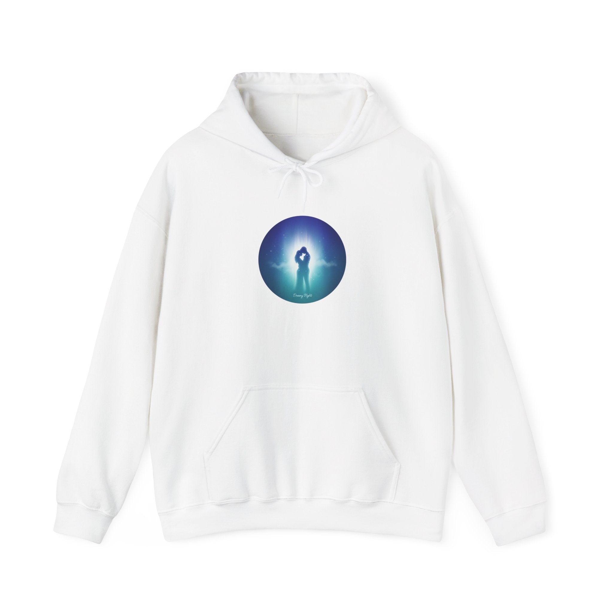 Afterlight Nightscape hoodie | luminous aura circle, cosmic floral aesthetic