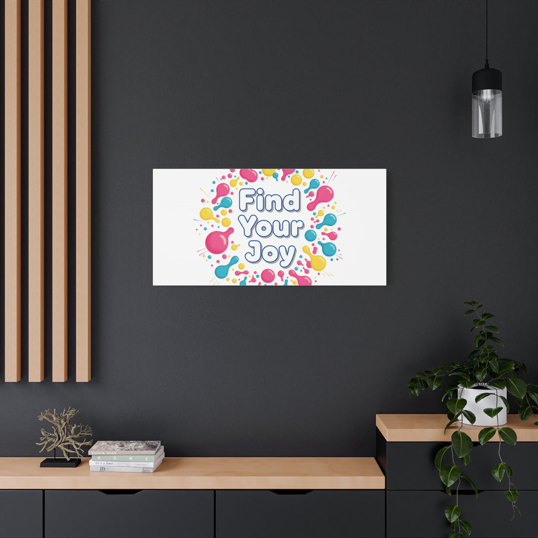 Find Your Joy Canvas | Dopamine Decor, Neon Gradient Squiggle Art