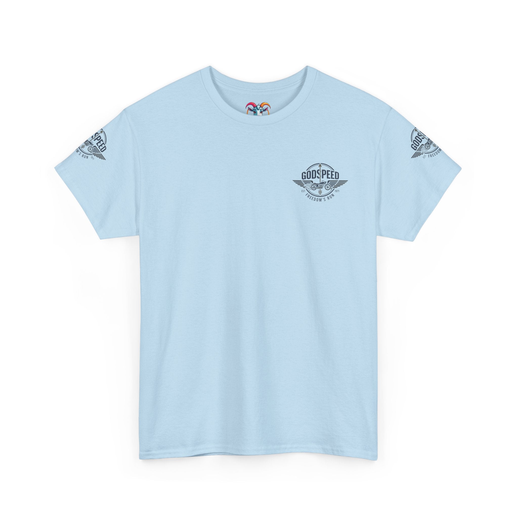 Godspeed Freedom Run Unisex Heavy Cotton Tee, Classic Graphic T-Shirt, Casual Wear, Gift for Runners, Vintage Style Apparel - Goat Corp