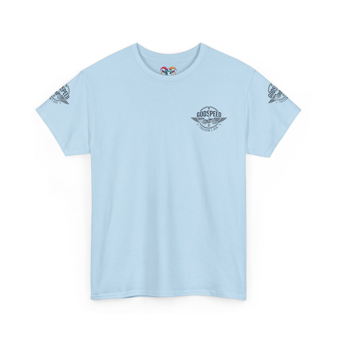 Godspeed Freedom Run Unisex Heavy Cotton Tee, Classic Graphic T-Shirt, Casual Wear, Gift for Runners, Vintage Style Apparel - Goat Corp