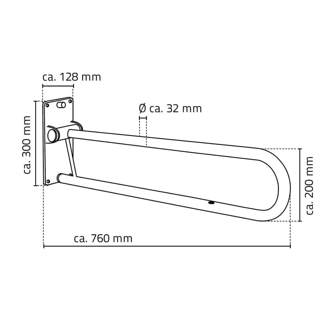 A0130201 Opklapbare Beugel Wit Lang