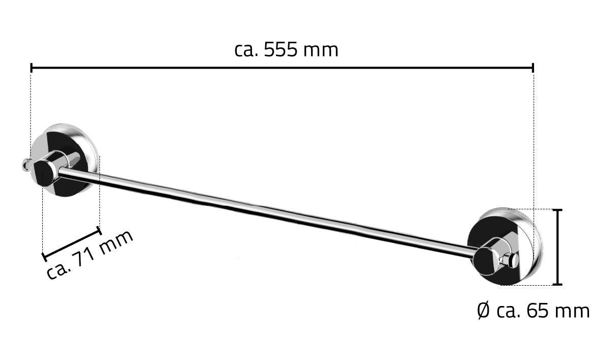 Z12120000 Handdoekhouder 555 X 65 X 72 Mm, Rvs/Kunststof